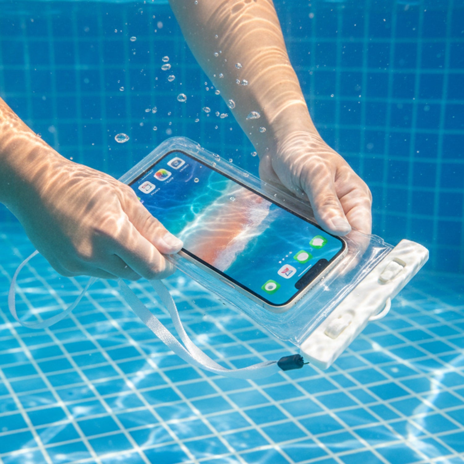 Waterproof phone case for swimming pool