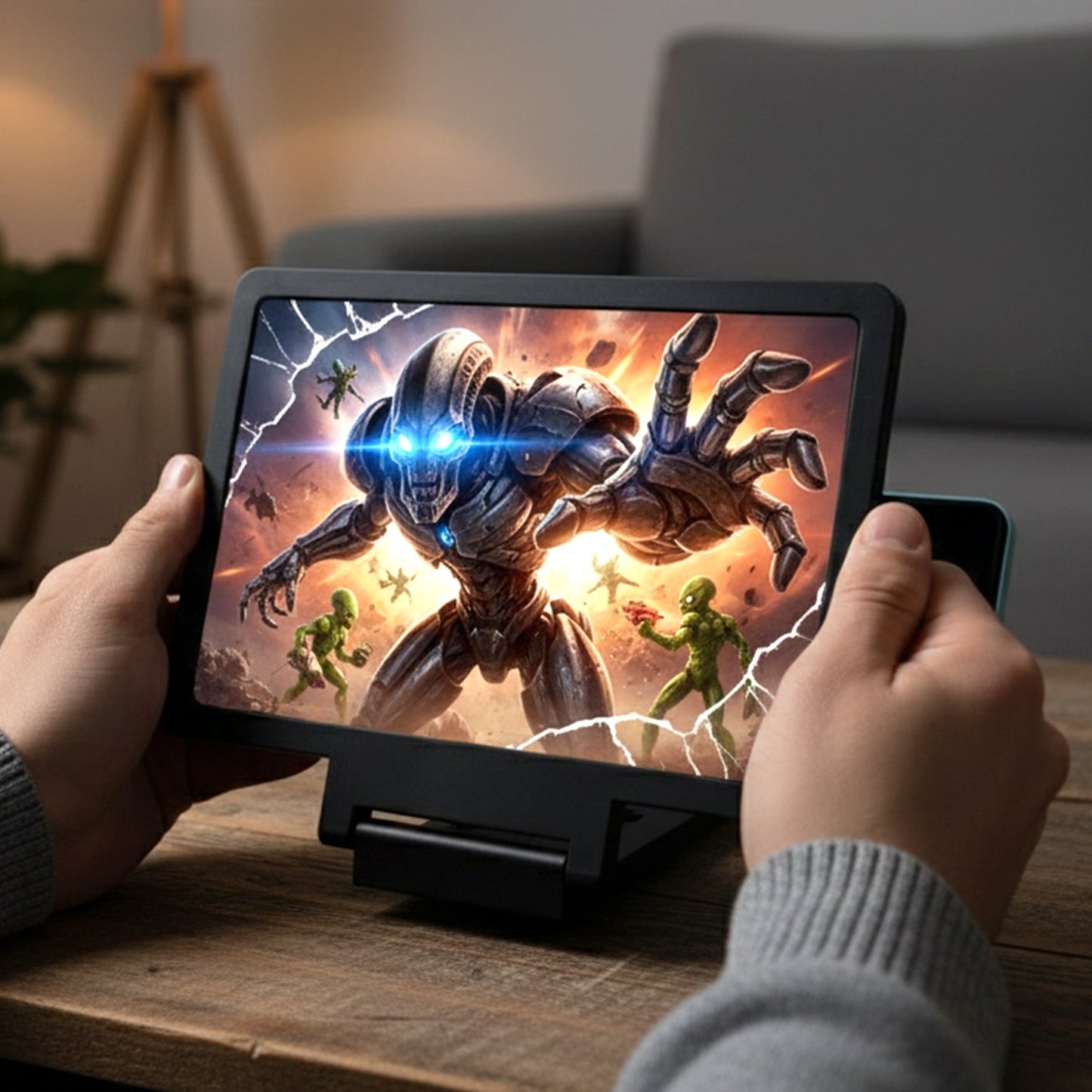 Foldable mobile display magnifier stand