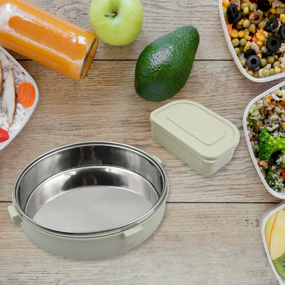 Miracle Stainless Steel Round Lunch Box (450 ML + 250 ML Approx)