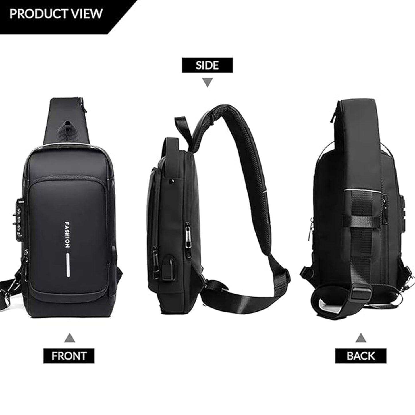  Trendy Anti-Theft Crossbody Sling Bag with USB Port - comparison shot