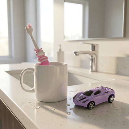 Kids Toothbrush with Cartoon Car (2 Pc Set)