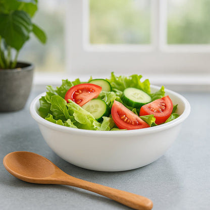 Plastic 6 Inch White Round Deep Serving Bowl (1 Pc)