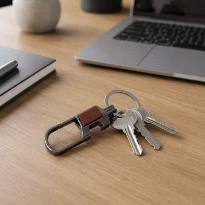 Premium Stylish Metal Key Holder with Safety Lock Clip Keychain (1 Pc)