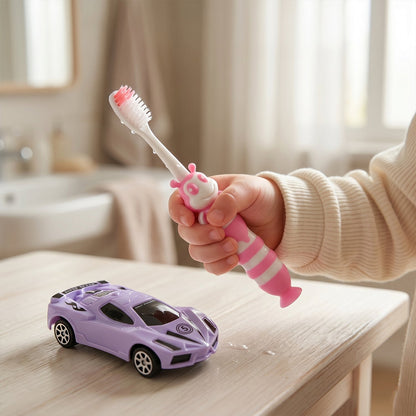 Kids Toothbrush with Cartoon Car (2 Pc Set)