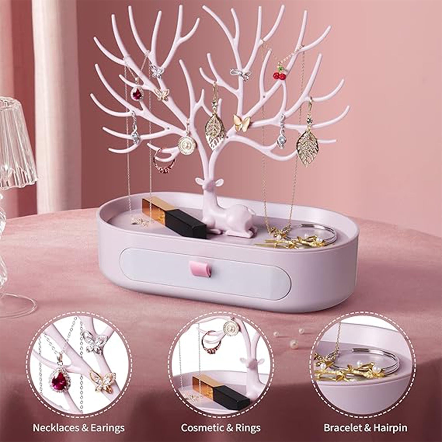 Jewellery organizer stand with drawer for multiple accessories India