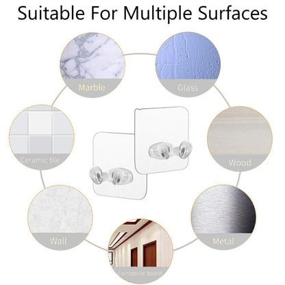 Transparent Self-Adhesive Wall Hook Waterproof & Oil-Proof Strong Holder (1 Pc)