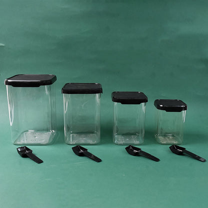 Plastic Air Tight Containers Storage (4 Pc Set With 4 Spoon)