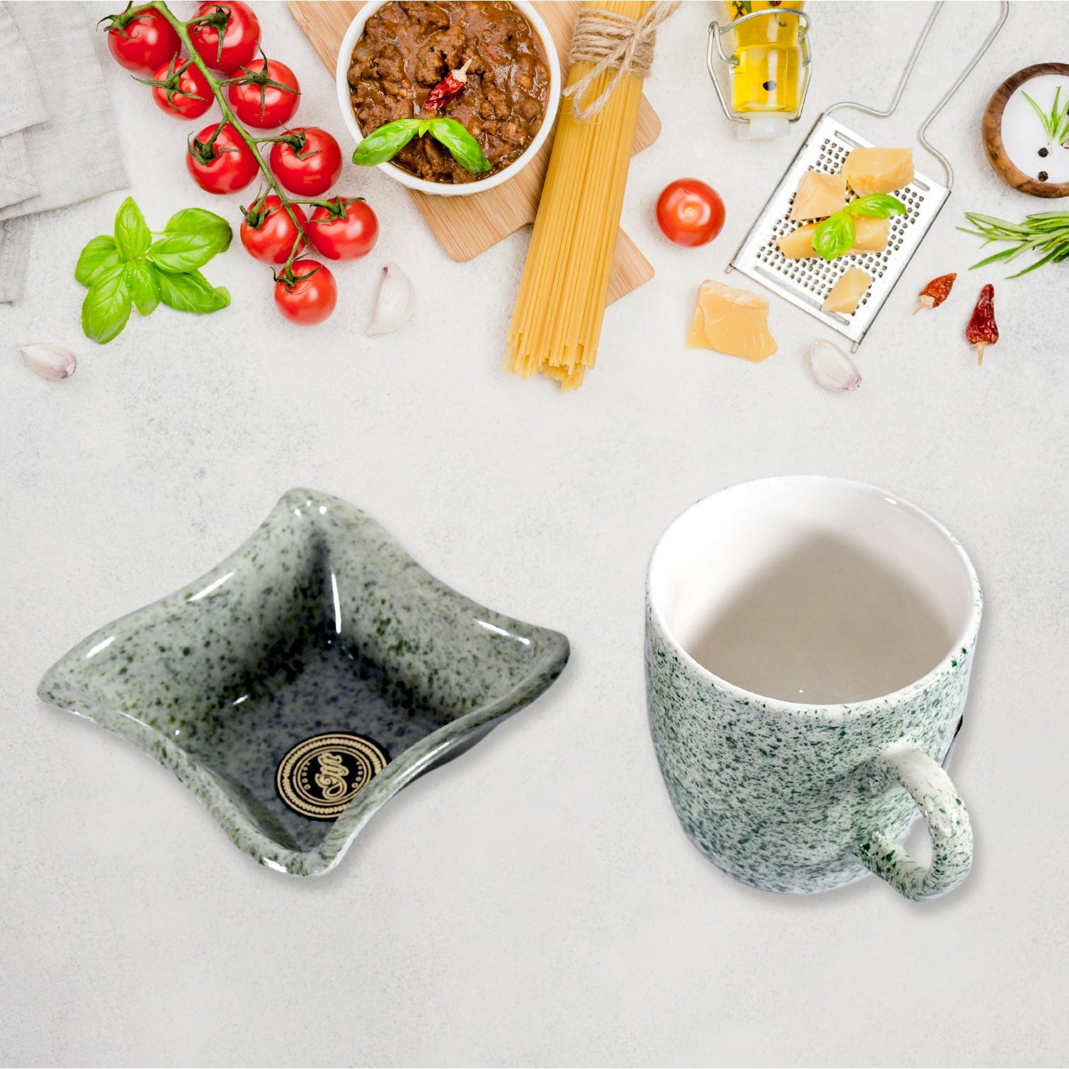  Ceramic Tea Cups Mug Set with Snacks 4 Pcs - scale and size reference