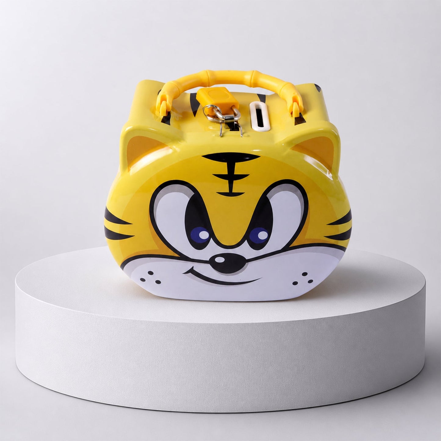 Cute Cartoon Design Metal Piggy Bank with Lock and Key (1 Pc Mix Design)