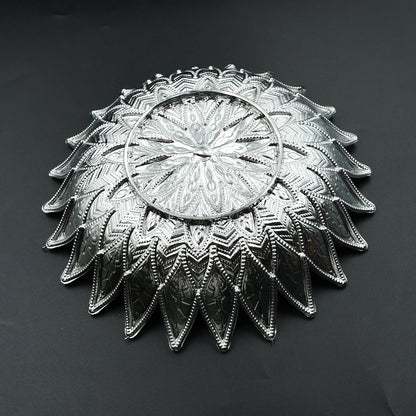 Silver-finish traditional serving tray for home and gifting India