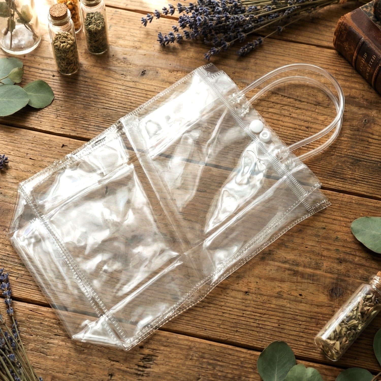 Compact clear stationery pouch