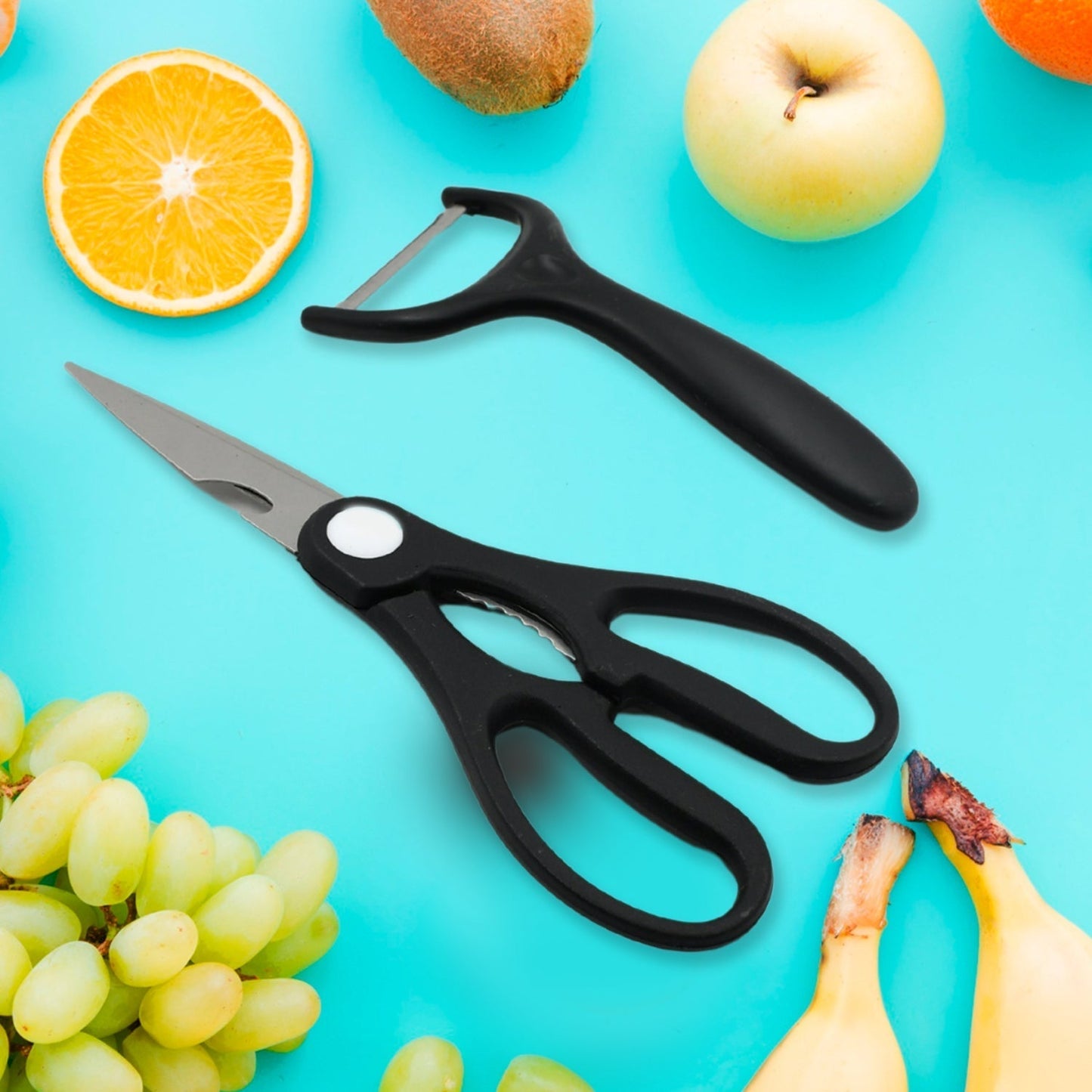 6 Pcs Professional Kitchen Knife Set with Non-Slip Handle, Peeler & Scissor