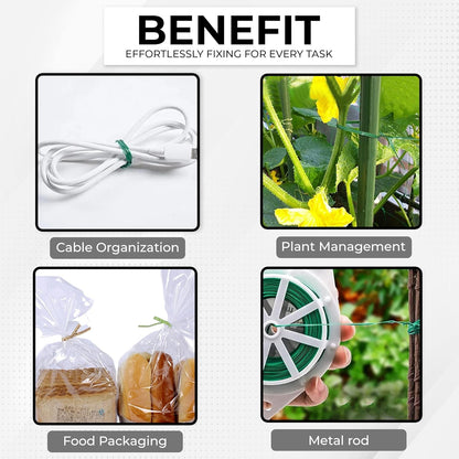 Reusable Green Twist Tie Roll (50 Meter Length)