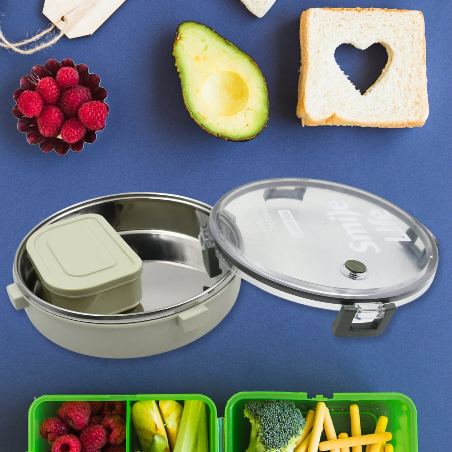 Miracle Stainless Steel Round Lunch Box (450 ML + 250 ML Approx)