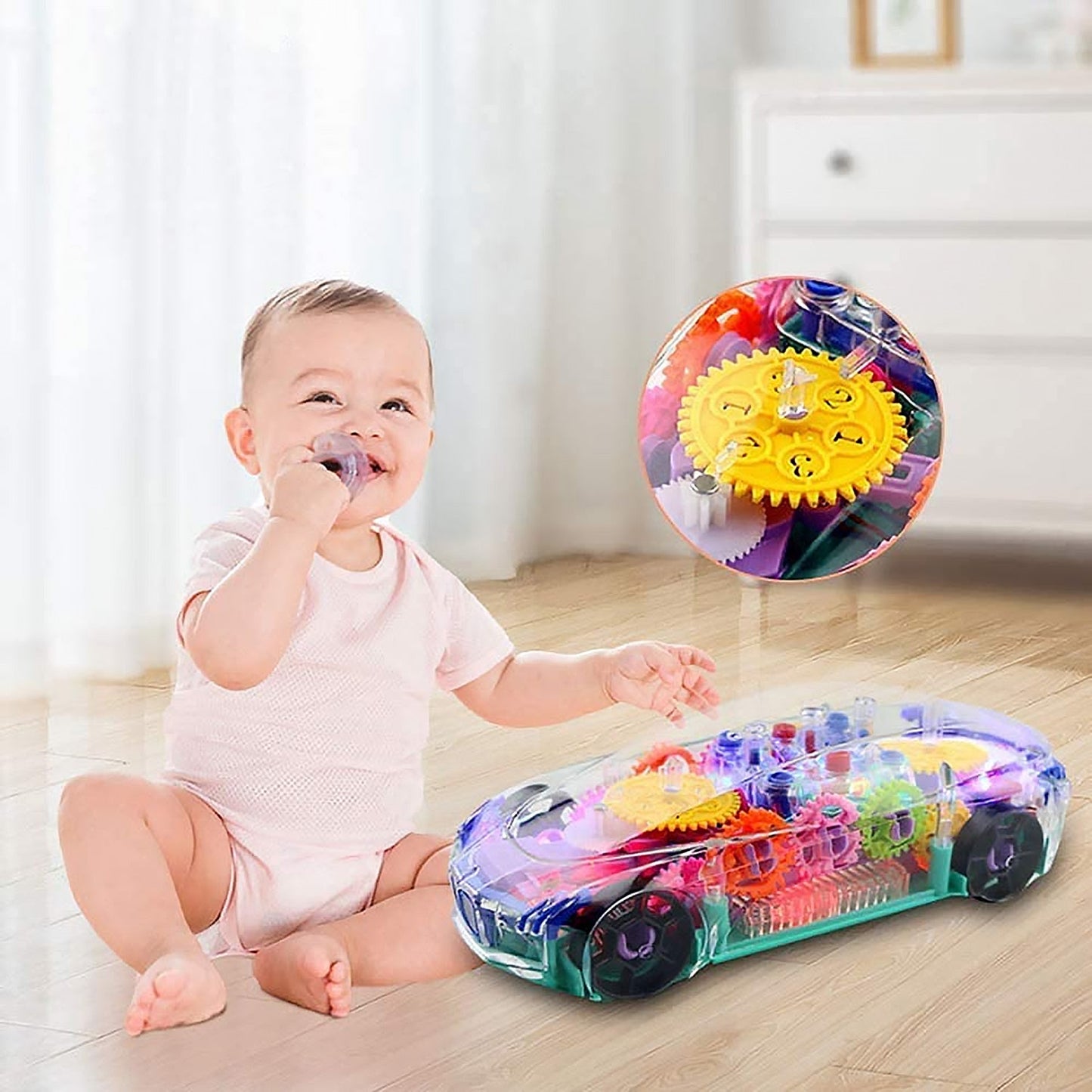 Rotating Transparent Gear Concept Car with Musical and 3D Flashing Lights Toy