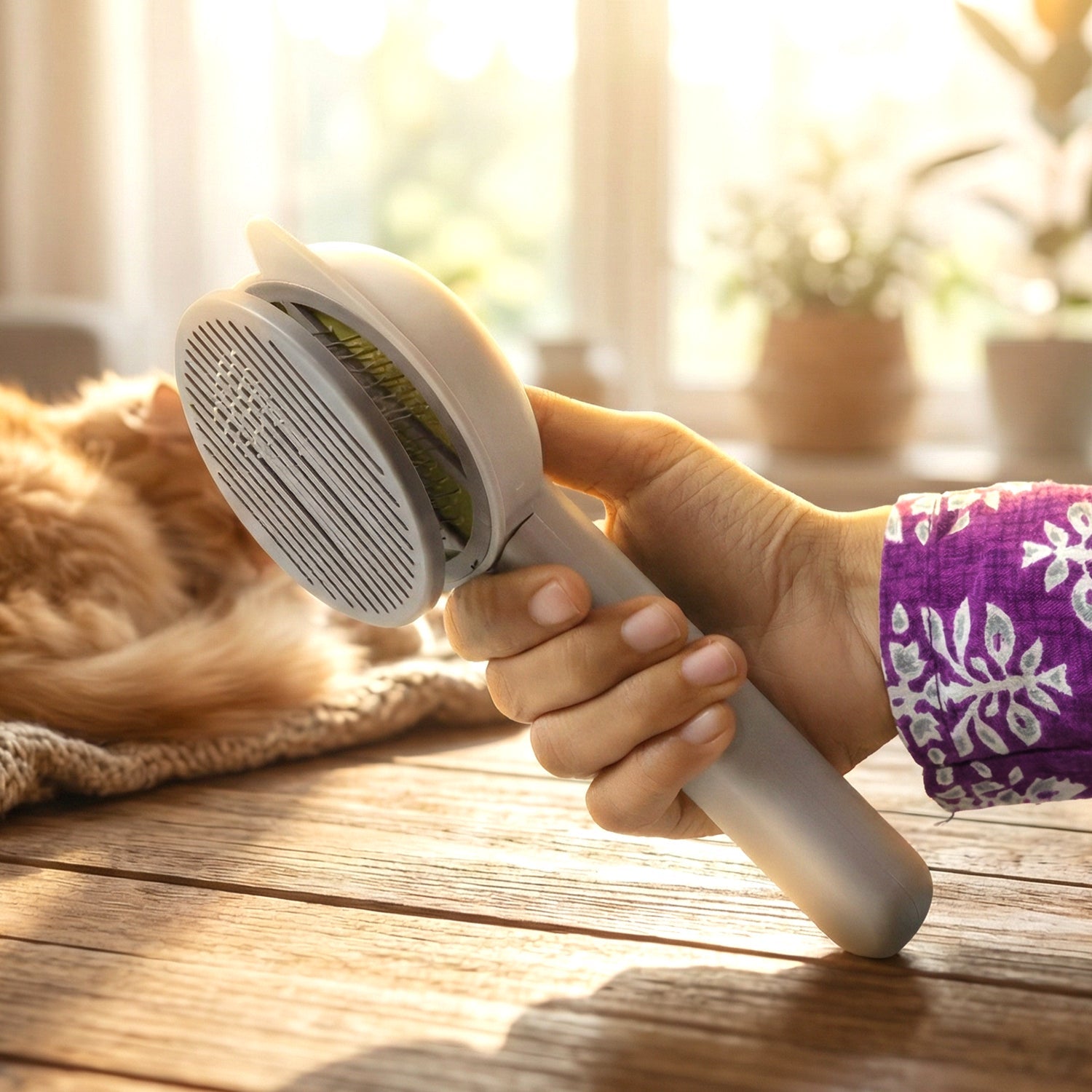 Comfortable pet grooming needle tool