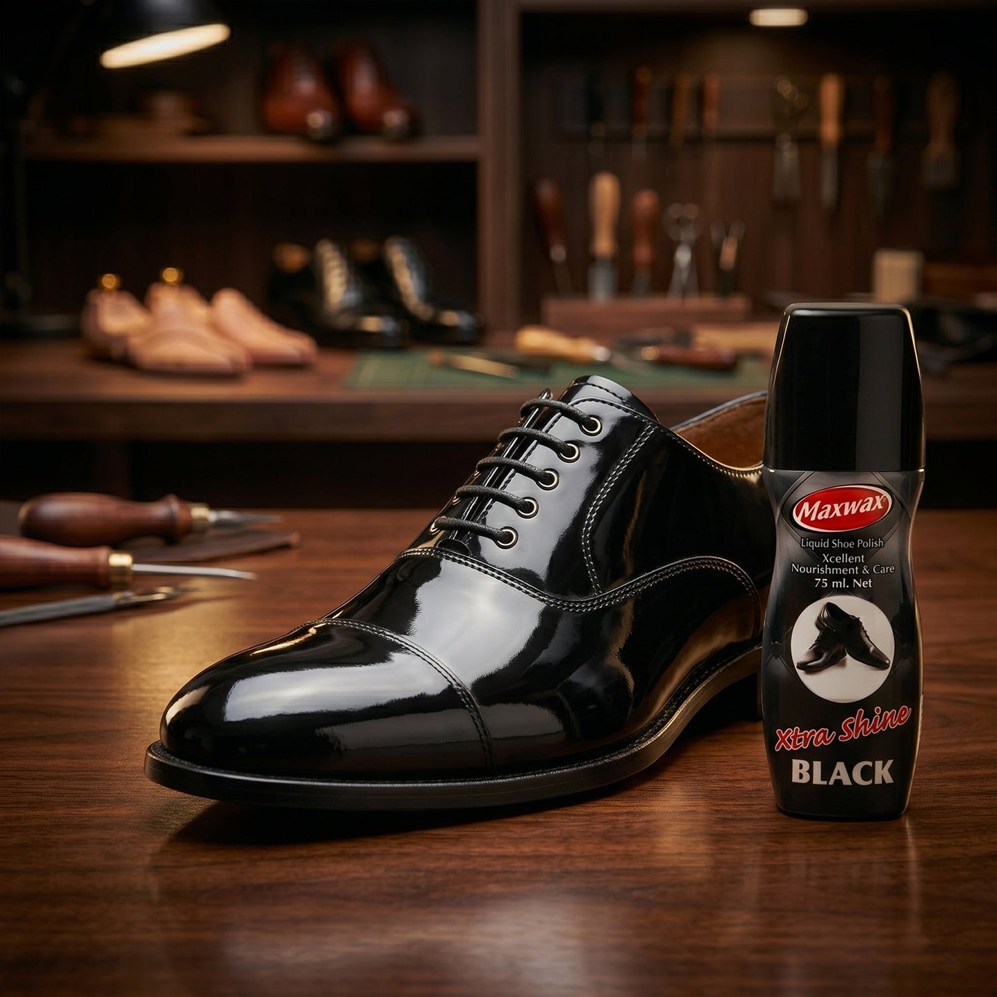 Maxwax Black Liquid Shoe Polish (1 Pc, 75 ML)