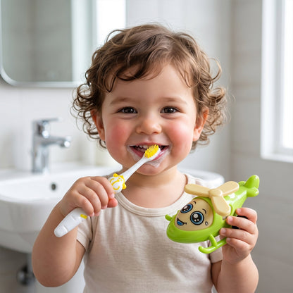 yellow toothbrush helicopter toy kit