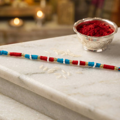 Handmade Blue and Red Thread Bracelet Rakhi (1 Pc)