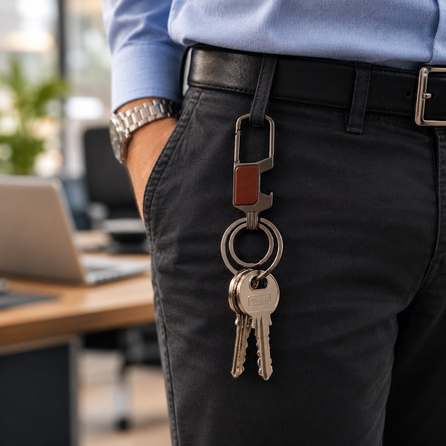 Premium Stylish Metal Key Holder with Safety Lock Clip Keychain (1 Pc)