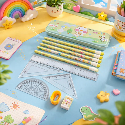 cartoon geometry box stationery set