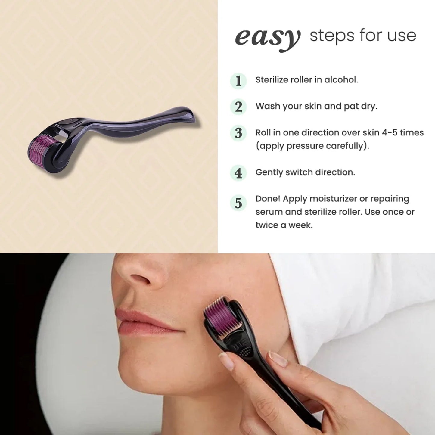 Derma Roller Anti Ageing Facial Scrubs & Polishes Scar Removal Hair Regrowth (2 MM)