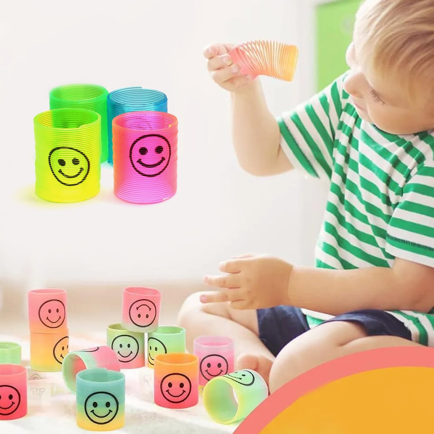 Multicolor Magic Smiley Spring, Spring Toys, Slinky spring toy(12 Pcs Set)