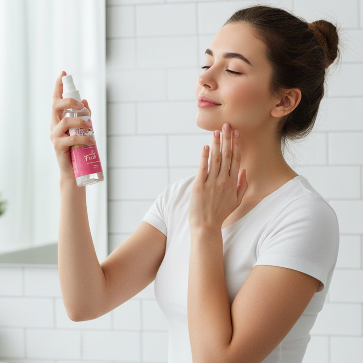 natural rose water face spray skincare set