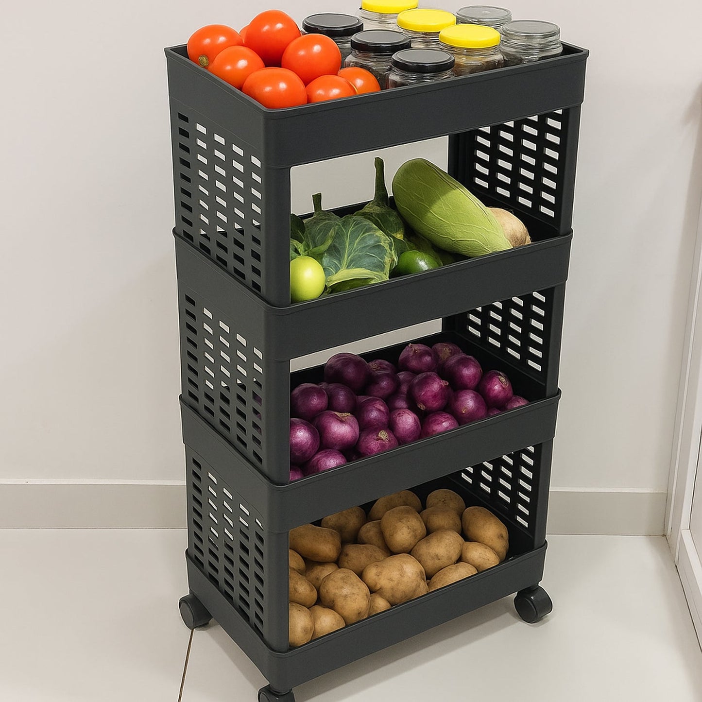  4-Layer Plastic Storage Rack Wheels - feature