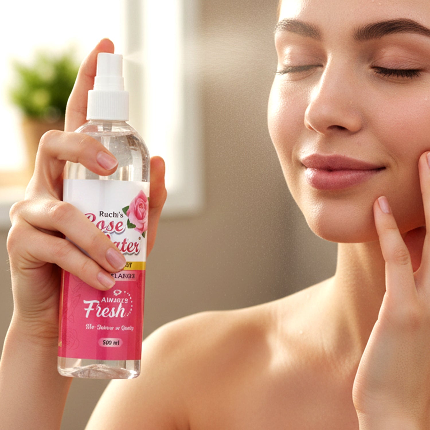 facial cleansing spray bottle with rose water