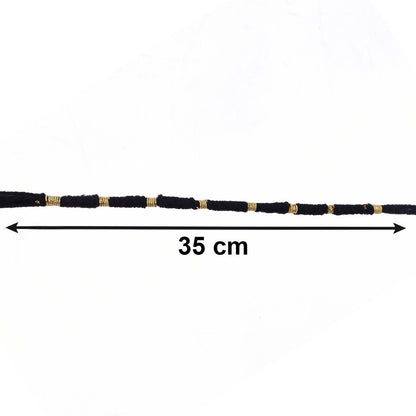 Handmade Black Thread Bracelet Rakhi with Gold Beads (1 Pc)