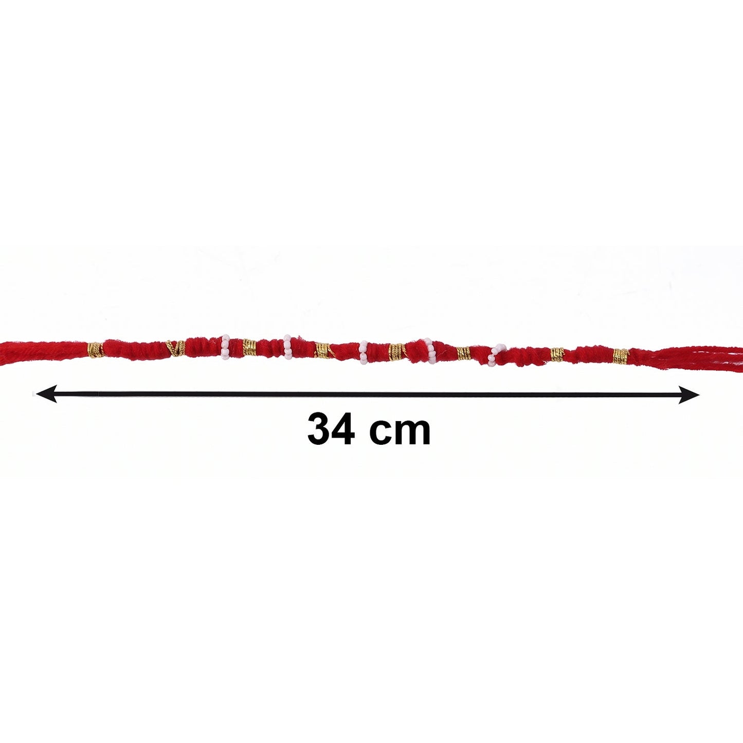 Handmade Red Bracelet Rakhi with White Beads (1 Pc)