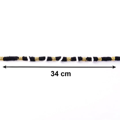 Handmade Black Bracelet Rakhi with White Beads (1 Pc)