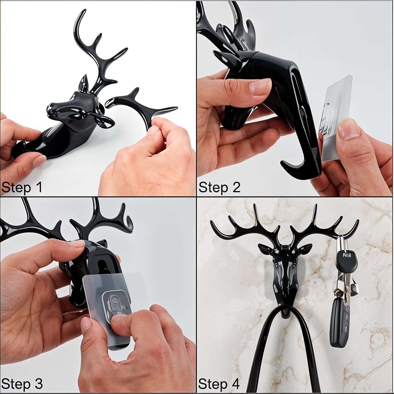  Deer Head Self Adhesive Wall Hook - packaging