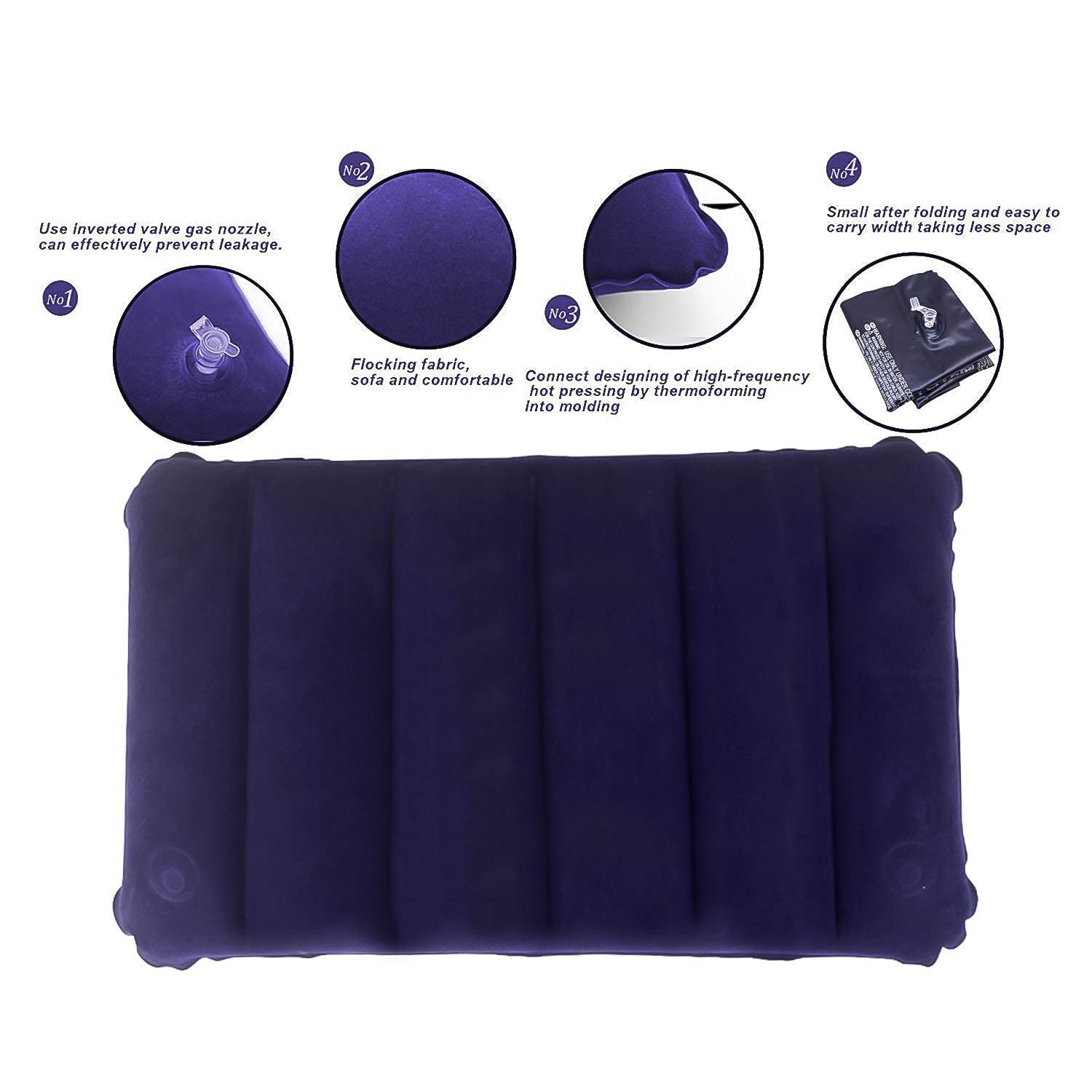  Velvet Air Inflatable Travel Pillow Blue - packaging shot