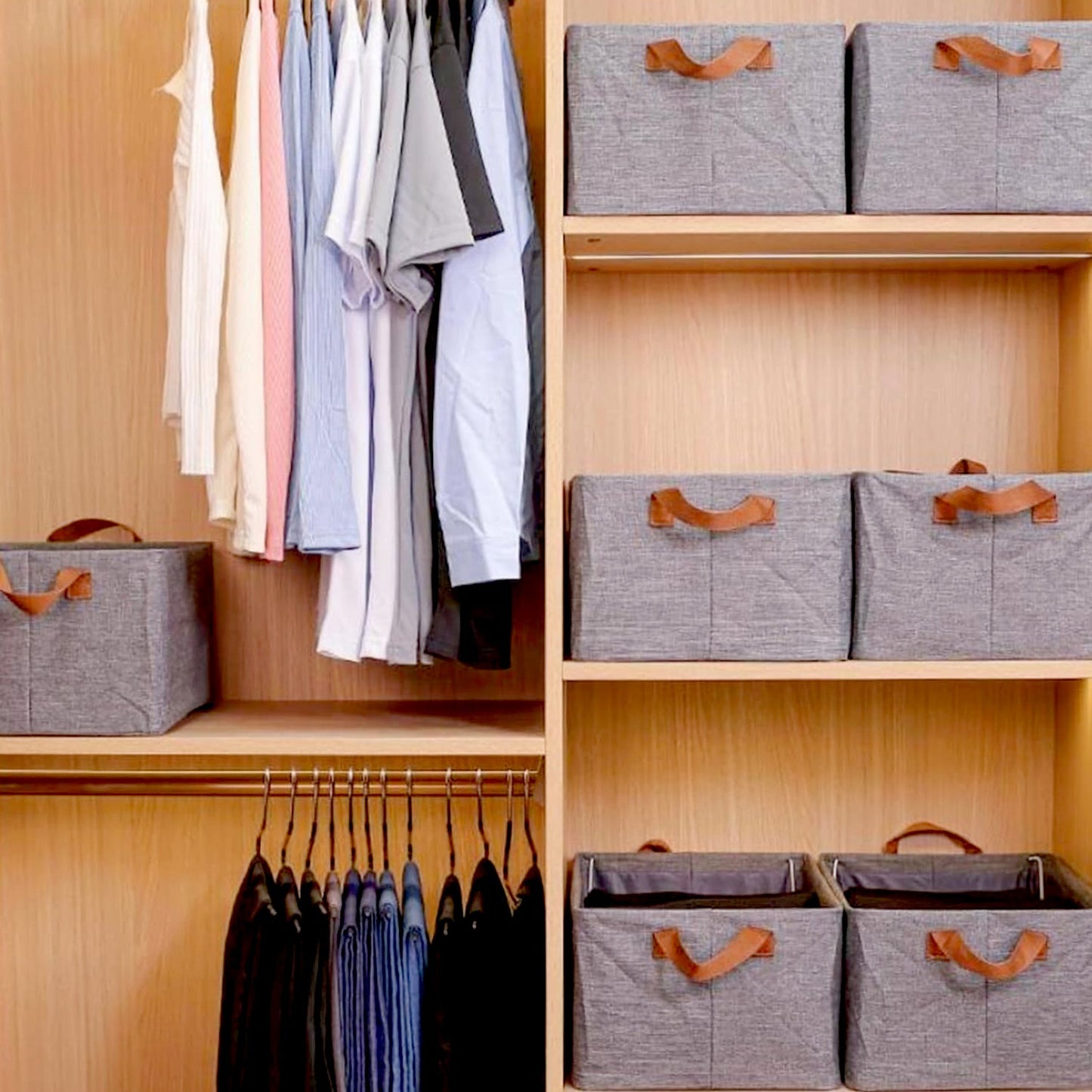 Foldable Storage Box Handles Cotton Linen Organizer for Nursery  45 cm