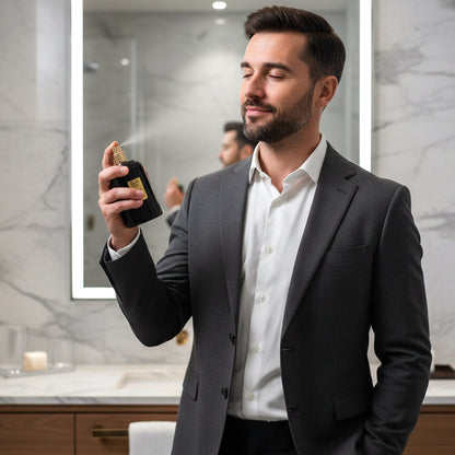 premium Black Oud perfume design Next brand
