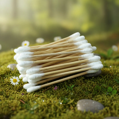 Bamboo Toothbrush Set for Adults (Pack of 4, With Cotton buds)