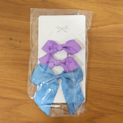 Elegant Satin Ribbon Bow Hair Clips Set (3 Pc)