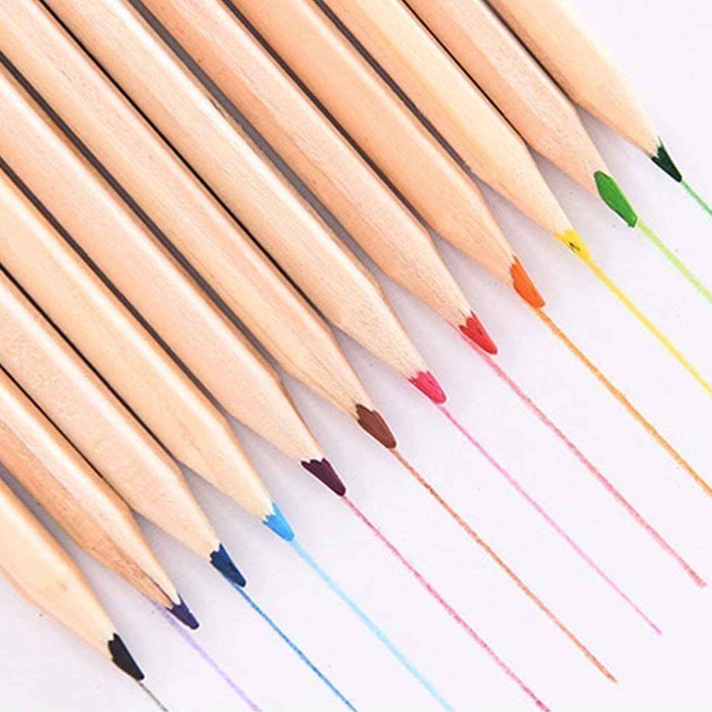Colorful Wooden Pencil Set with Pencil box, Ruler, Sharpener (12 Pcs Set)