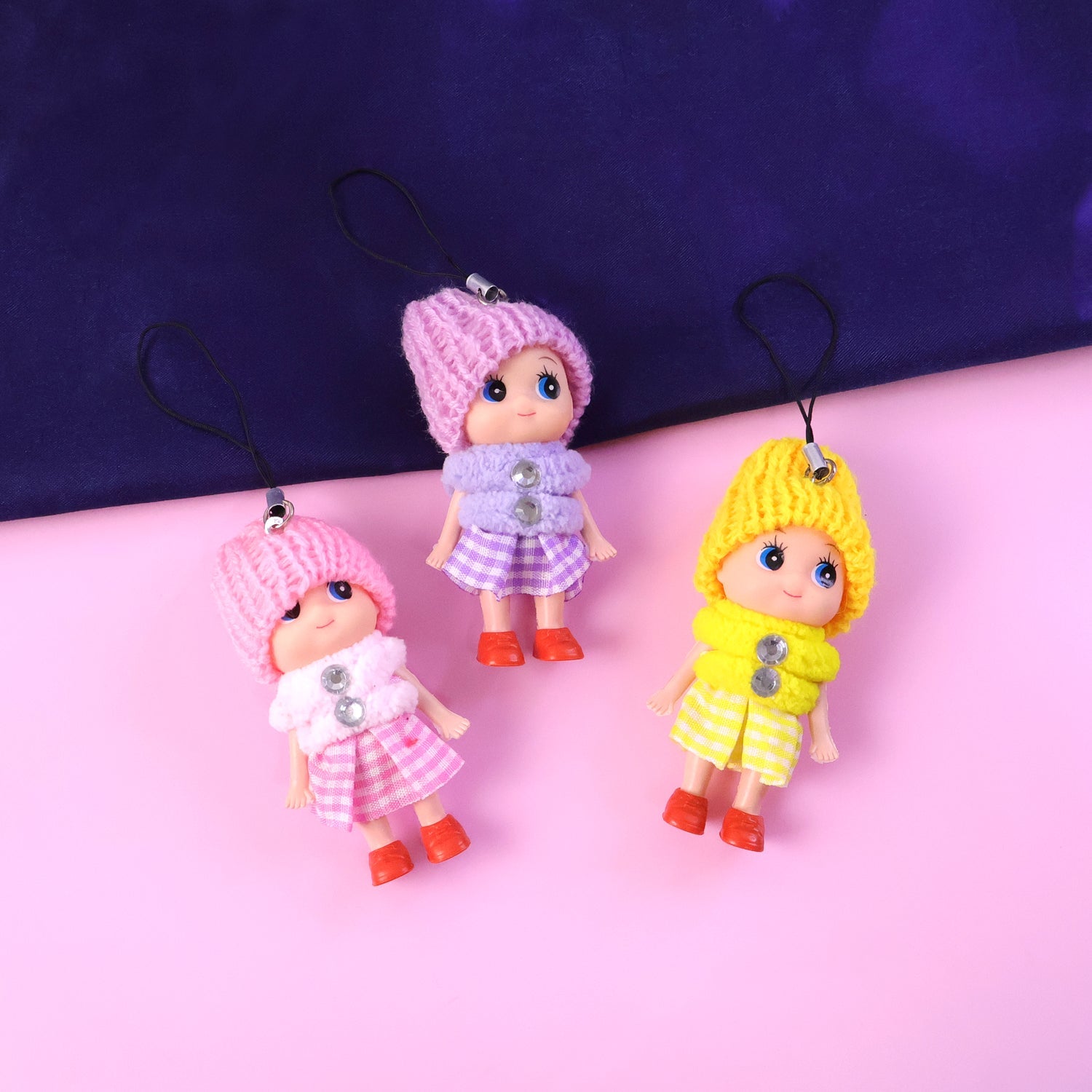 Colorful hanging doll keychains