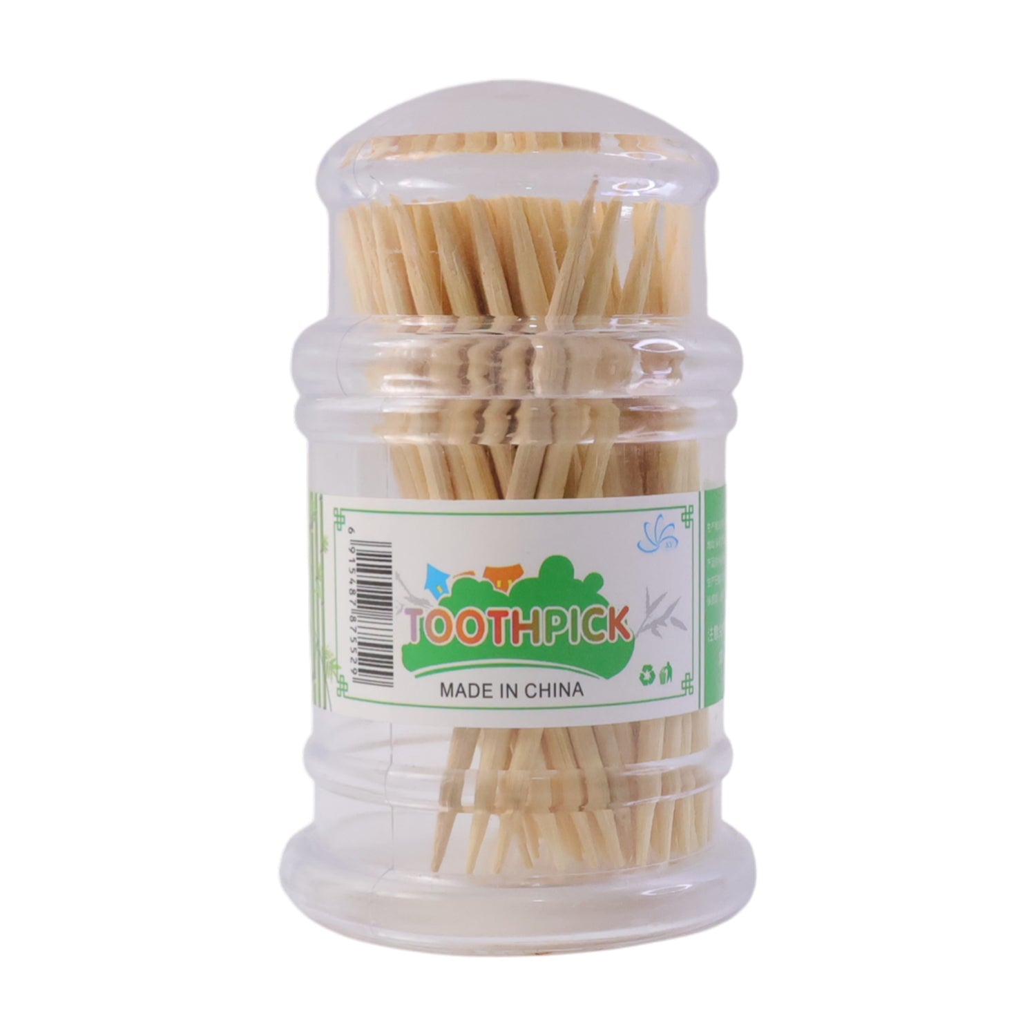 Refillable wood toothpick container