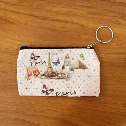 Small Paris Print Zipper Coin & Stationery Pouch (1 Pc)
