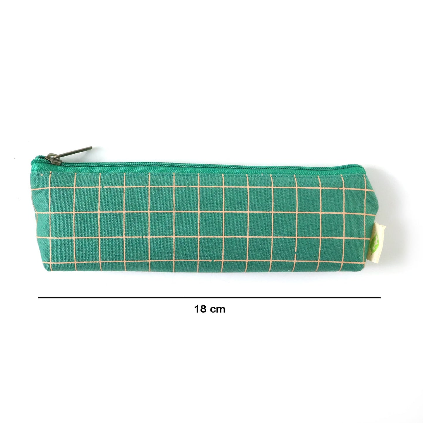 Premium Green Grid Printed Zipper Pencil Pouch Organizer (1 Pc)