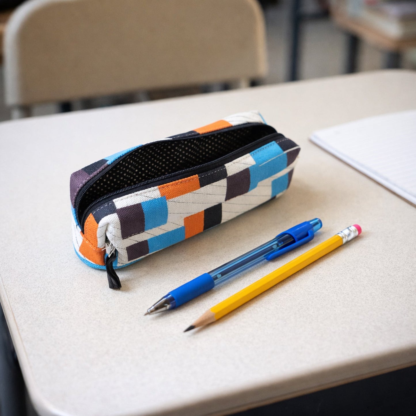 Multipurpose Printed Zipper Pencil Pouch Organizer for Students (1 Pc)