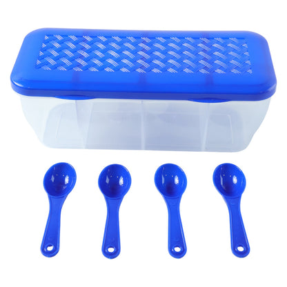 Kitchen Airtight 4-Section Storage Container / Pickle Jar 4 Spoons (1 Pc / Mix Color)