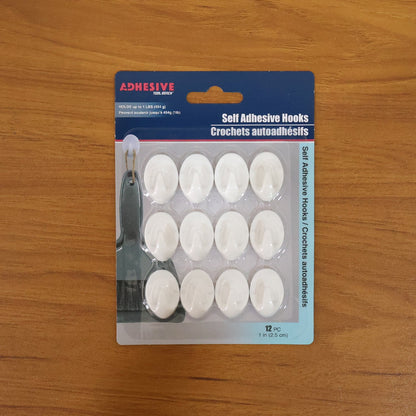 Strong Self Adhesive Wall Hooks Set (12 Pc)