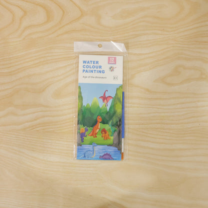Kids Water Colour Painting Book with Brush (1 Set, 12 Pages)