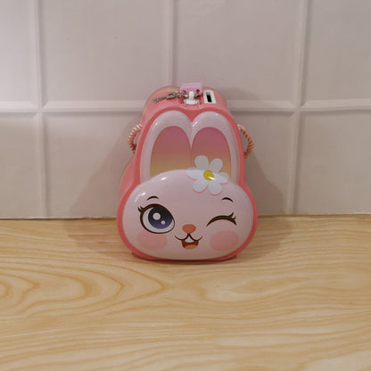 Cute Bunny-Shaped Metal Piggy Bank with Lock & Key – 1 Pc, Mix Design