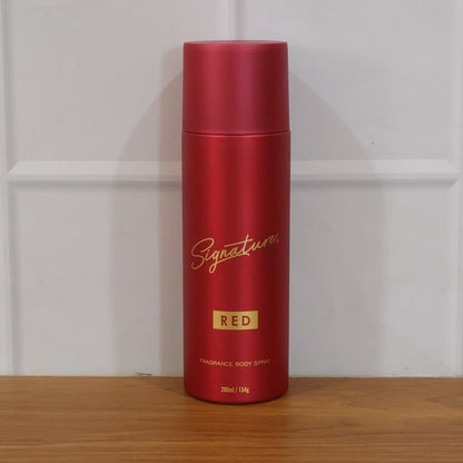 Signature red fragrance spray bottle design